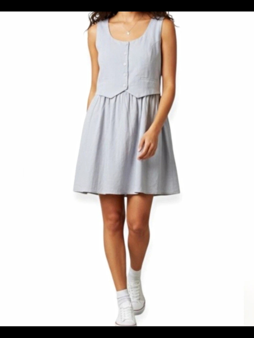 Sleeveless Scoop Neck Casual Dress in Light Gray